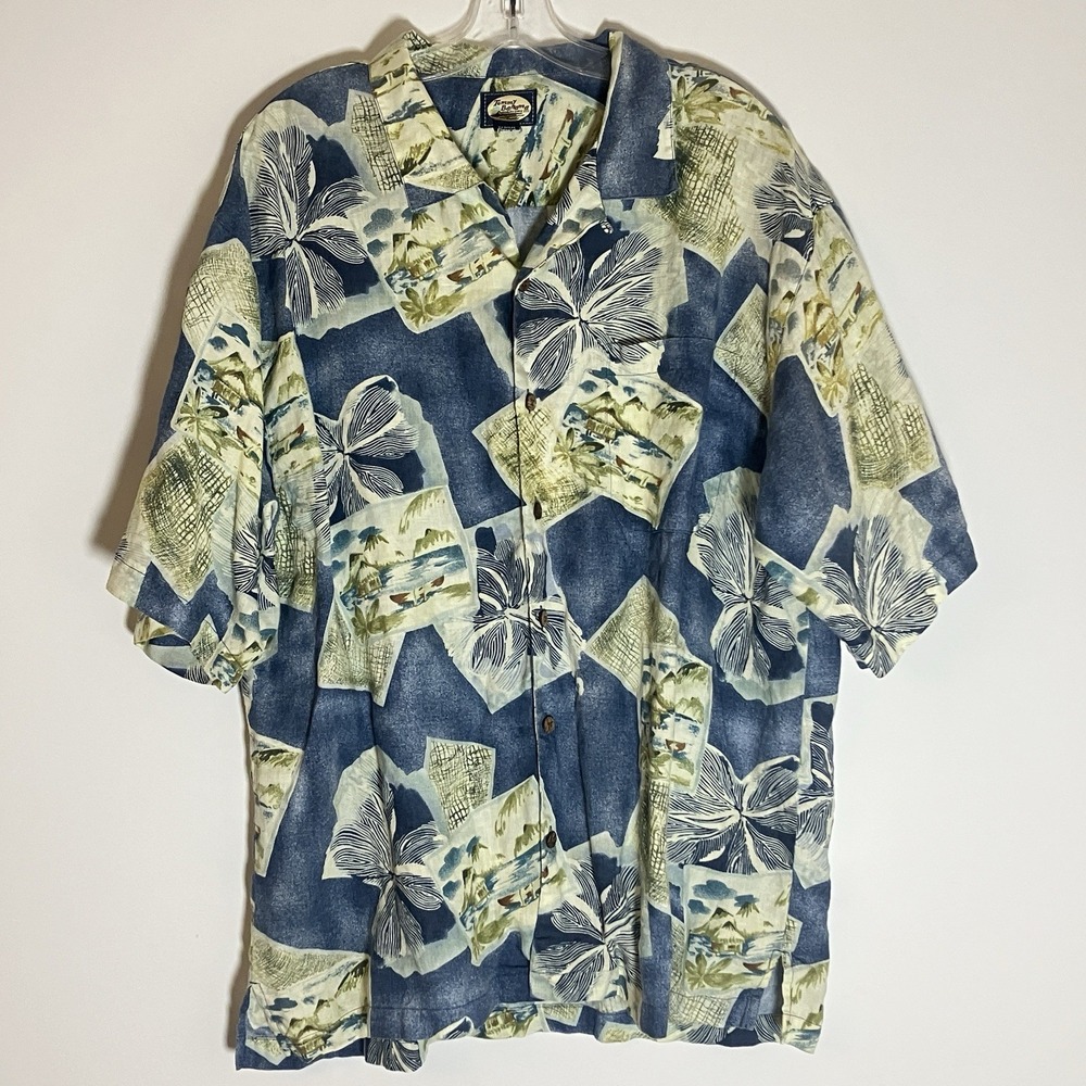 Tommy Bahama Shirt Mens XL Blue 100% Linen Classic Comfort Summer Beach Tropical